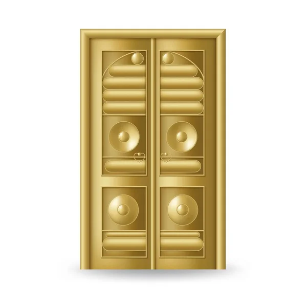 Kaaba goldene Tür Symbol. Realistisches Golddesign — Stockvektor