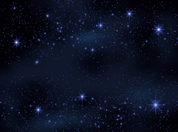 魔法の空間。妖精の塵。無限。概要宇宙背景。ブルーゴグとシャイニングスター。ベクターイラスト — ストックベクタ