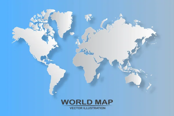 Mapa politického světa se stínem izolovaným na modrém pozadí — Stockový vektor