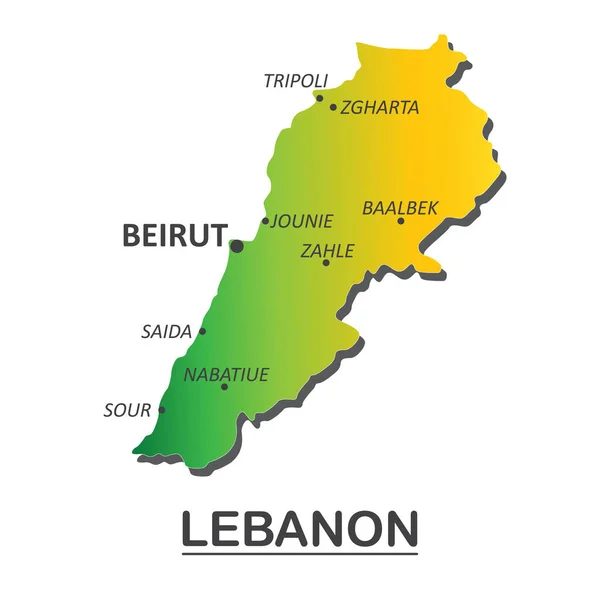 Szczegółowa mapa Liban z miastami. Ilustracja wektora — Wektor stockowy