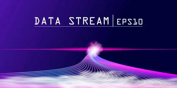 Tecnología científica con fondo de humo. Flujos de datos. Datacenter amplia red de red — Archivo Imágenes Vectoriales