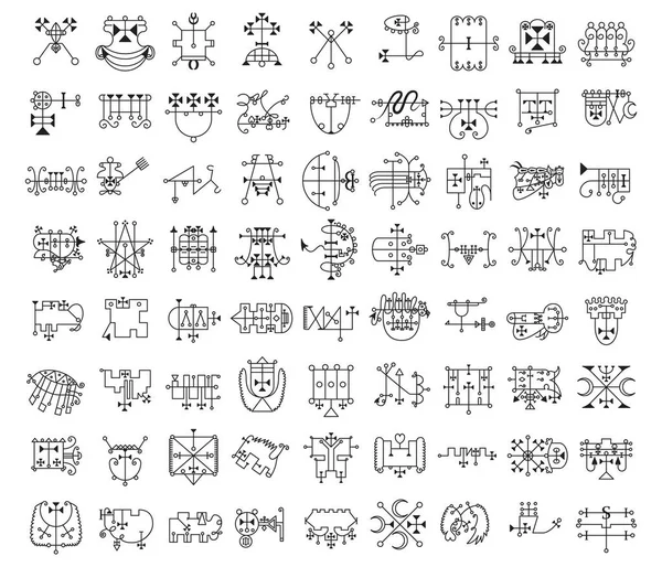 Verzameling van demonensymbolen en hun tekens — Stockvector