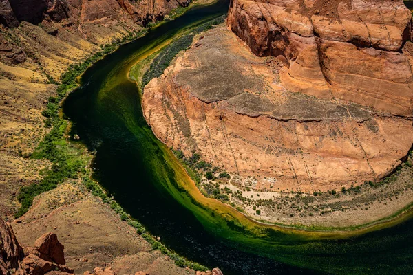 Detail View Famous Horseshoe Bend Colorado River Gorge Immediately South — Stock Photo, Image