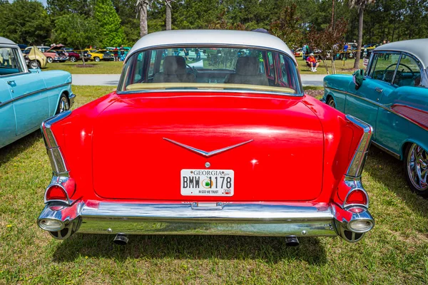 Savannah Usa April 2018 1957 Chevrolet 210 Door Sedan Έκθεση — Φωτογραφία Αρχείου