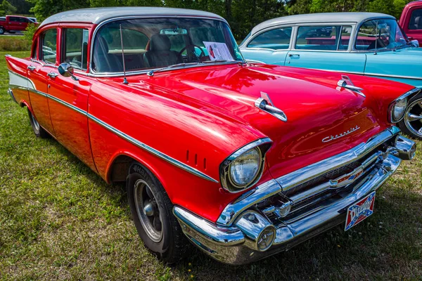 Savannah Usa Kwietnia 2018 1957 Chevrolet 210 Drzwi Sedan Wystawie — Zdjęcie stockowe