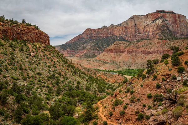 Gözcü Yolu Utah Taki Zion Ulusal Parkı Ndaki Gözcü Tepesi — Stok fotoğraf