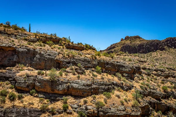Uitzicht Woestijn Langs Arizona State Route Een Voormalige Postkoets Route — Stockfoto
