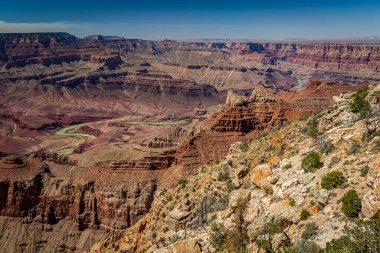 Güney Rim 'deki Arizona' daki Büyük Kanyon 'un Navajo Point manzarası..