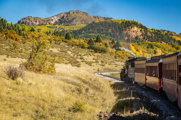 Rocky Mountains Usa Září 2016 Cumbres Toltec Passenger Steam Train — Stock fotografie