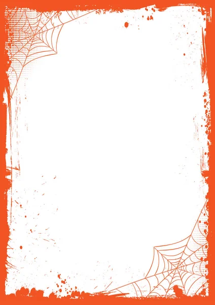 Fundo Banner Halloween Branco Vertical Com Borda Grunge Rede Aranha — Vetor de Stock