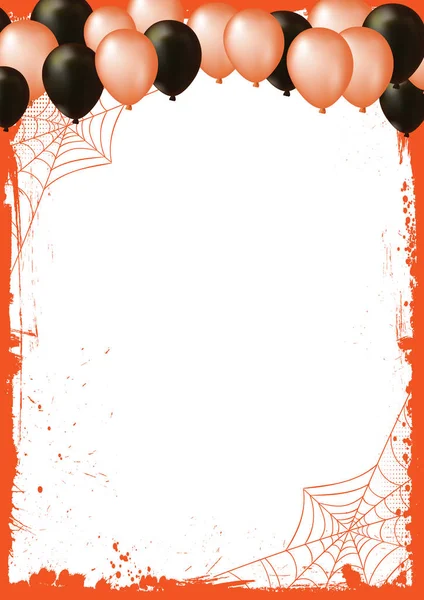 Sfondo Verticale Del Banner Halloween Vuoto Con Palloncini Aria Rete — Vettoriale Stock