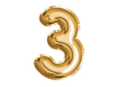 Altın sayı üç hava balonu için bebek duş dekorasyon parti kutlamak