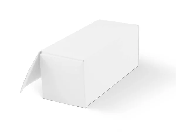 Caixa Embalagem Branca Isolada Para Branding Mockup Volta — Fotografia de Stock