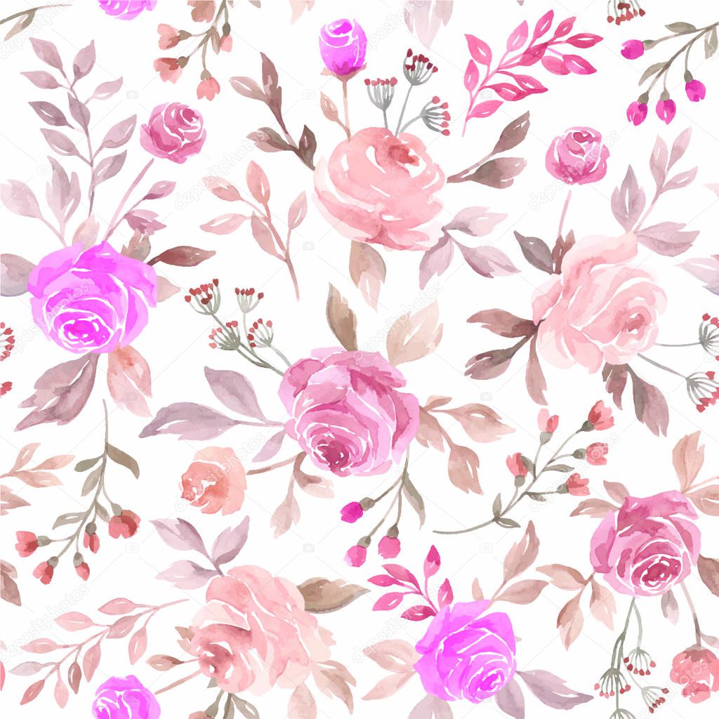 The pastel pink and purple vector seamless flower pattern backdrop background