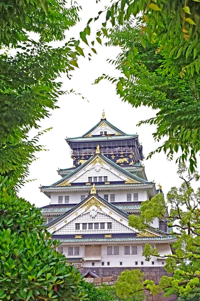 Japonsko Osaka Mezník Historický Hrad Architektonické Stromečkem — Stock fotografie