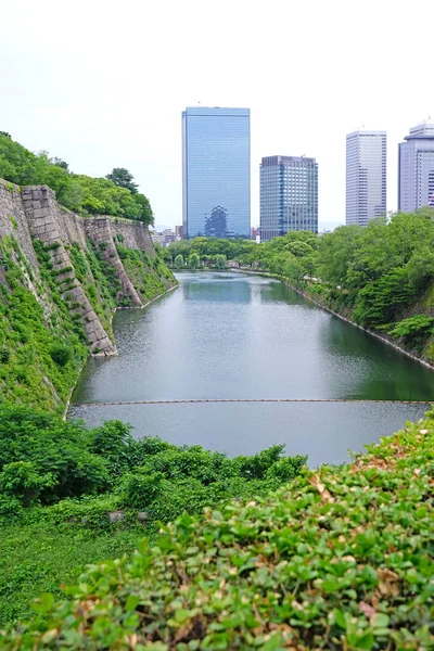 Japonya Osaka Simgesel Yapı Tarihi Kale Mimari Ile Ticari Şehir — Stok fotoğraf