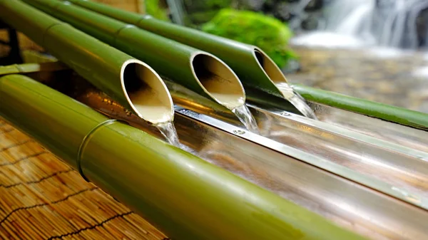 Afsluiting Uit Bamboe Decoratie Traditionele Japan Zen — Stockfoto
