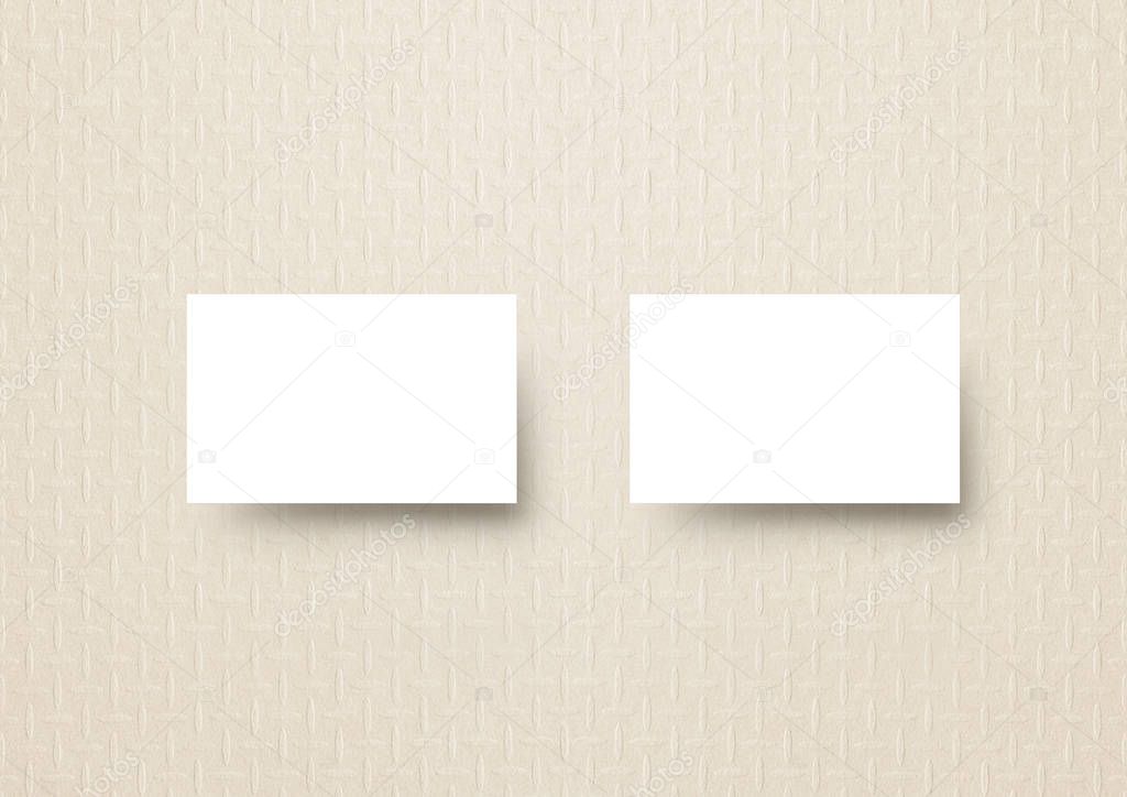 The business card mock-up template pastel neutral sand color fashion pattern paper background