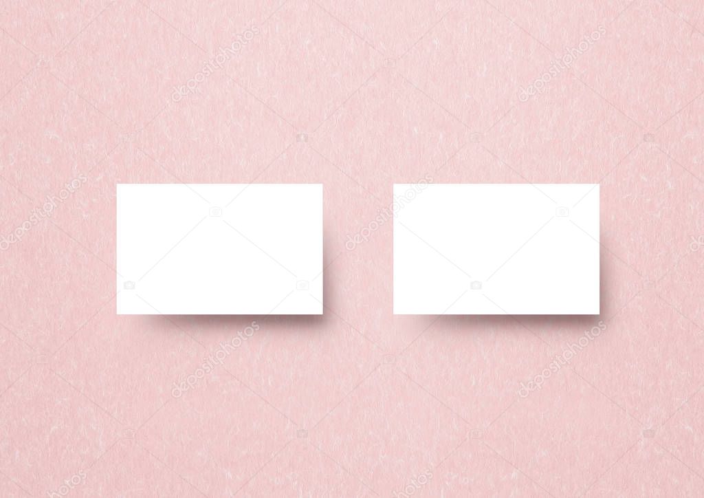 The business card mock-up template gradient paastel pink textured Japanese paper backbround