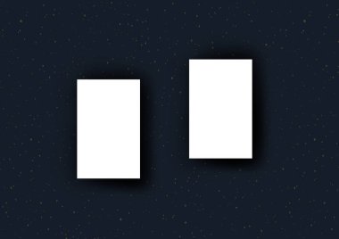 Kartvizit mock-up şablon koyu mavi arka plan ve noktalı bronz mürekkep desen  