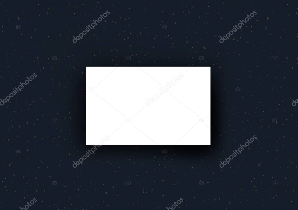 The business card mock-up template dark blue background and dotted bronze ink pattern  