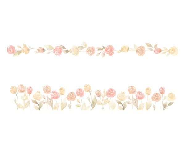 結婚式の装飾分離ベクトル パステル ピンクと黄色バラ花 — ストックベクタ