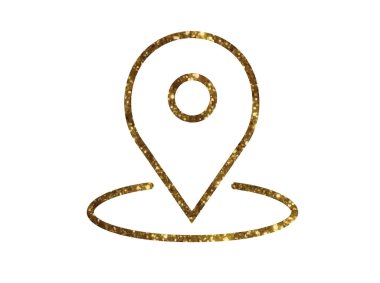 Altın glitter vektör arabirimi online konumu harita hat düz simgesi