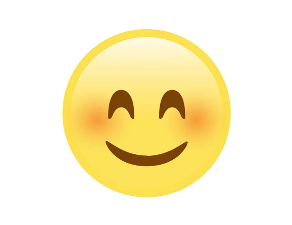 孤立したベクトル黄色の幸せなスマイリー顔のアイコン赤い頬 — ストックベクタ
