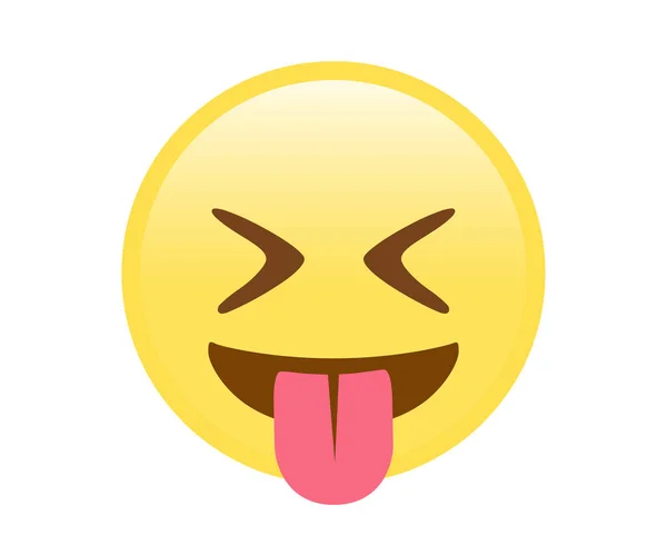 Vetor isolado amarelo smiley face plana ícone com língua para fora — Vetor de Stock