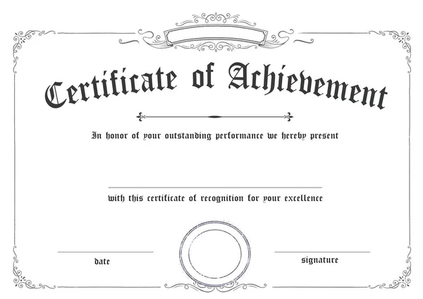 Modèle horizontal classique de certificat de réussite en papier bac — Image vectorielle