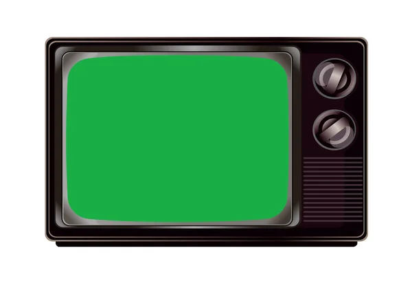 Isolierte Vintage-Fernseher mit Green-Screen-Attrappe — Stockfoto