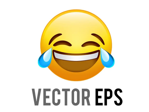 Vecteur emoji jaune rire visage et bleu larme icône — Image vectorielle