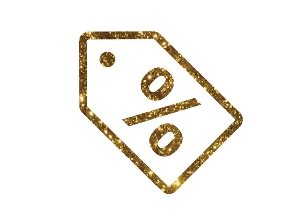 Vecteur de paillettes dorées magasin de détail en ligne discount tag icône plate — Image vectorielle
