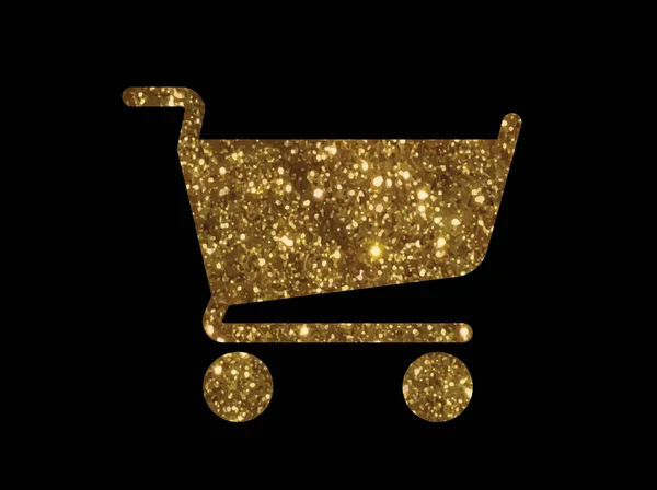 Gold glitter vector interface online Checkout winkelwagen plat — Stockvector