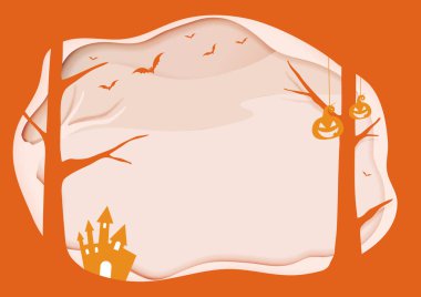 Katman kenarı, yarasa, pompalı Cadılar Bayramı turuncu arka planı