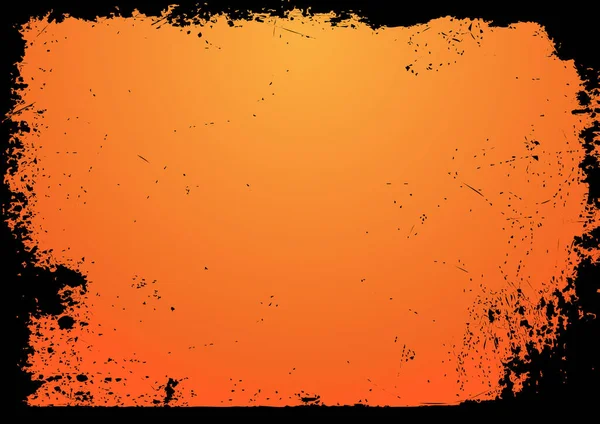 Dégradé Horizontal Blanc Orange Fond Halloween Avec Bordure Grunge Noire — Image vectorielle