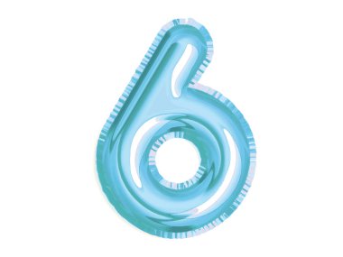 Bebek partisi için altı numaralı parlak mavi hava balonu.