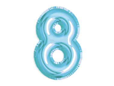 Bebek partisi için sekiz numaralı parlak mavi hava balonu.