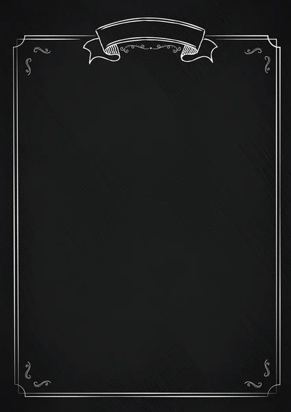 Retro Menu Prázdné Černé Tabule Texturované Pozadí Klasickým Ornamentálním Okrajem — Stockový vektor