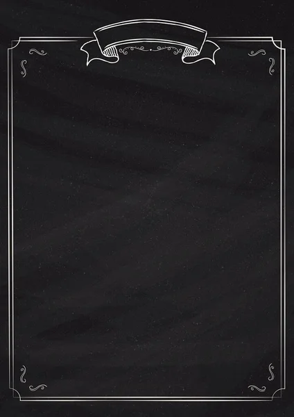 Retro Menu Blank Black Blackboard Textured Background Classic Ornamental Border — Stock Vector