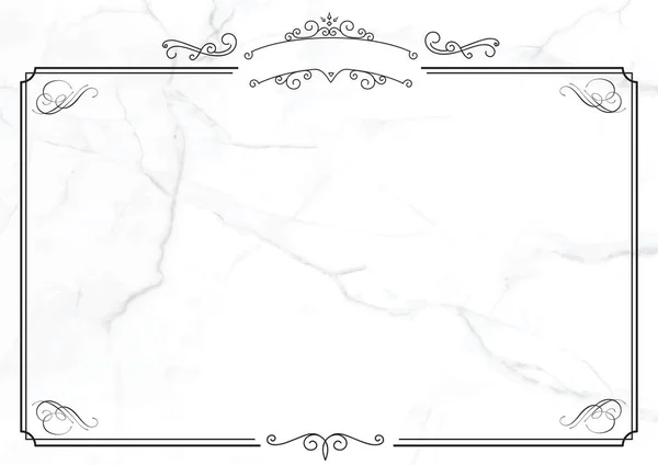 Latar Belakang Kertas Marmer Putih Klasik Horisontal Dengan Batas Ornamental - Stok Vektor