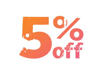 Modern grungy gradyanı pembeden turuncuya% 5 indirimli özel indirimli kelime.