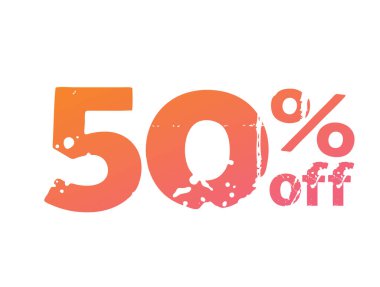 Modern grungy gradyan vektörü portakala% 50 indirimli özel indirimli kelime.