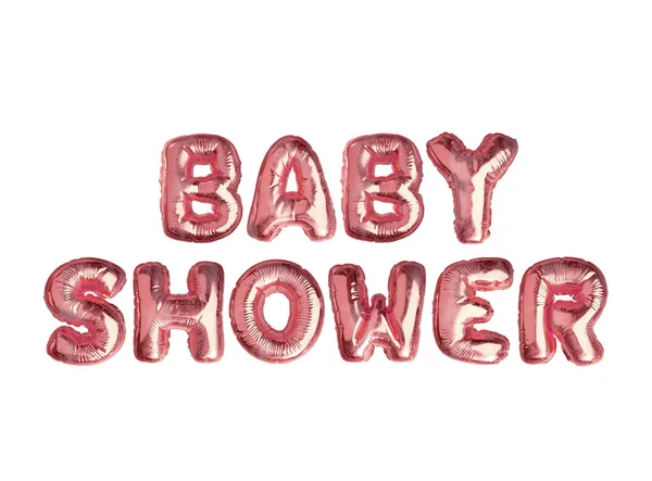 Palabra Aislada Globo Aire Rosa Metálico Baby Shower Sobre Fondo —  Fotos de Stock