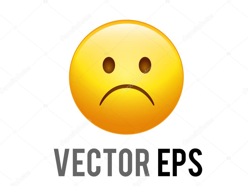 The vector isolated gradient yellow helpless, disappointed and upset face icon