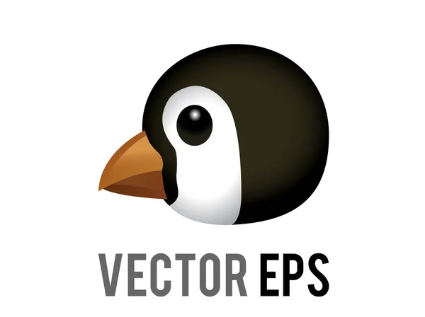 Izolovaná Vektorová Hlava Ikony Černého Tučňáka Bílým Břichem Oranžový Měsíc — Stockový vektor