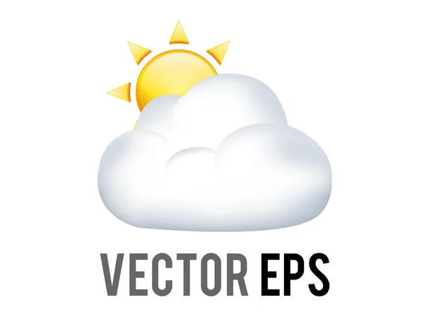 Der Vektor Schimmernder Gradient Gelbe Sonne Hinter Großem Weißen Wolkensymbol — Stockvektor