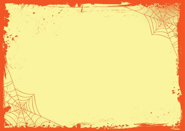 Διάνυσμα Οριζόντια Halloween Banner Κενό Κίτρινο Φόντο Πρότυπο Grunge Μαύρο — Διανυσματικό Αρχείο