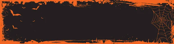 Vectorul Halloween Web Banner Dimensiune Panou Portocaliu Grungy Șablon Frontieră — Vector de stoc