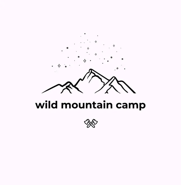 Wild Mountain Camping lineaire Badge — Stockvector